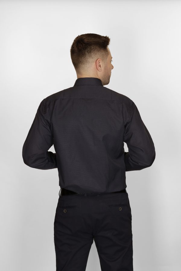 Camisa Cuello Italia, Puño Francés Color Azul Oscuro - Imagen 2